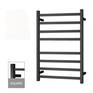 Aqua Matte Black Square 8 Bars Heated Towel Rail
